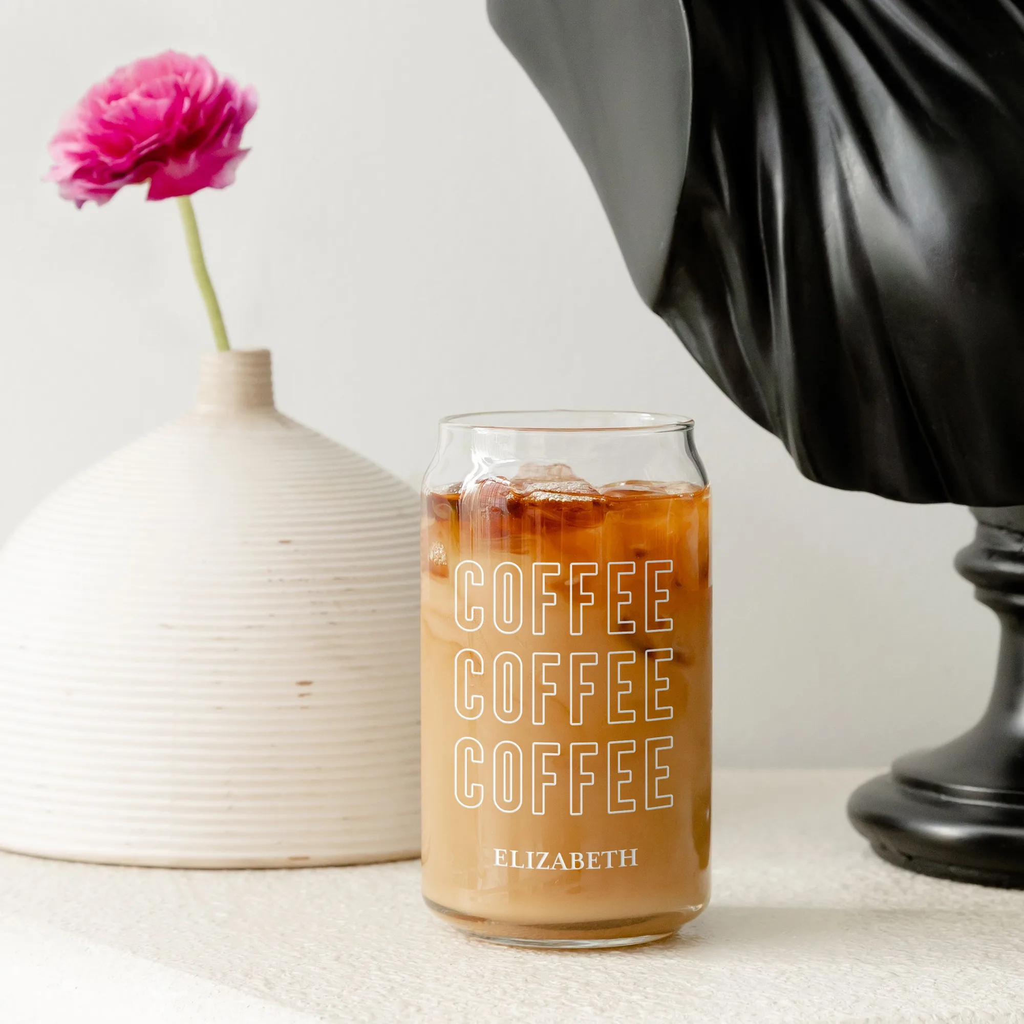 Personalized Can Shaped Drinking Glass - Coffee Coffee Coffee