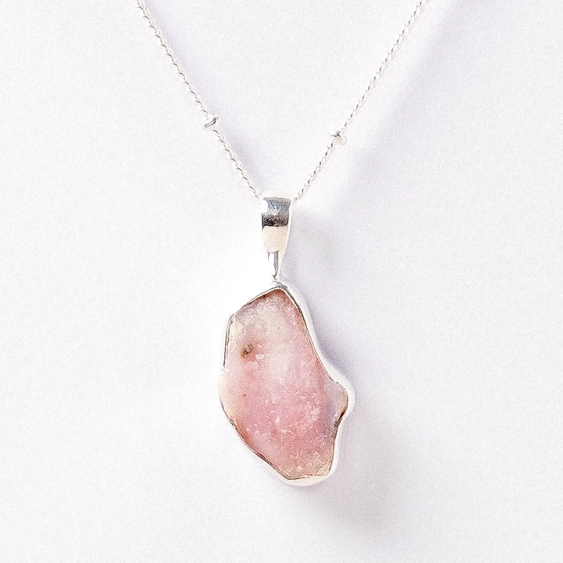 PINK OPAL RAW CRYSTAL NECKLACE