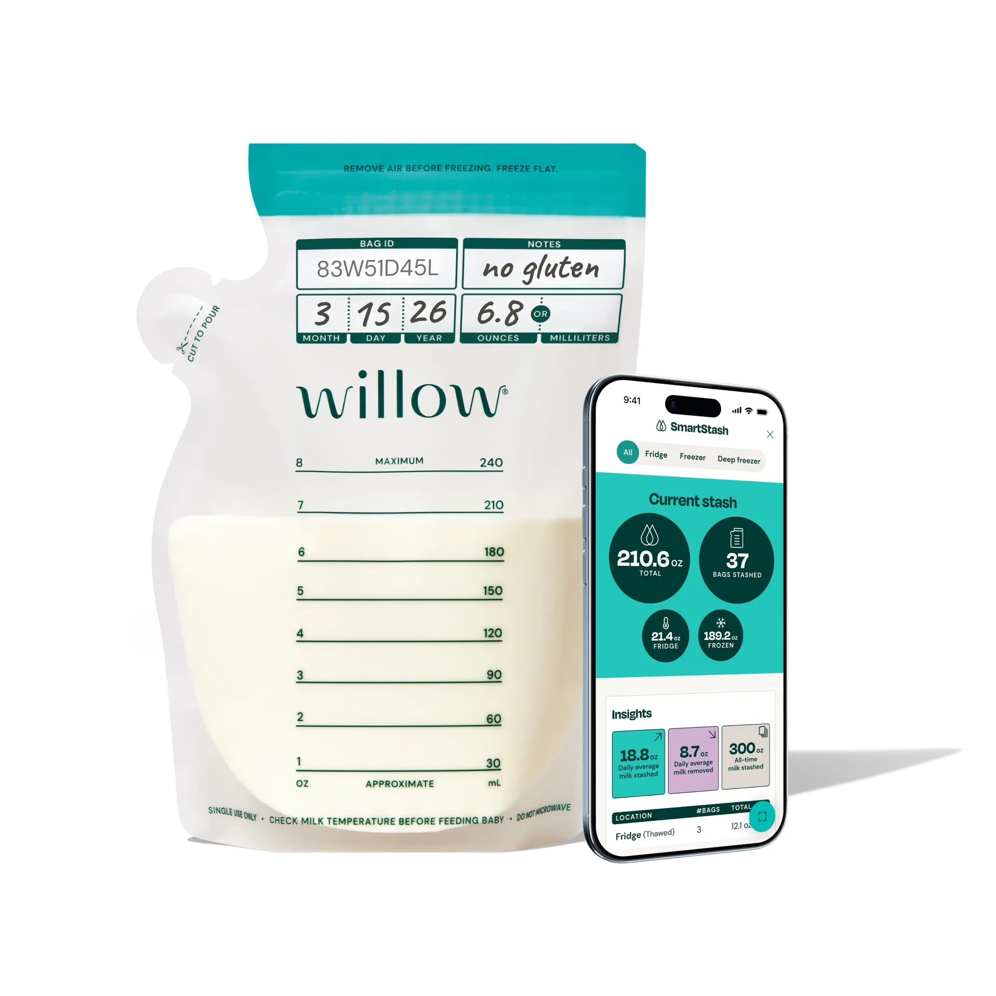 Breast Milk Storage Bags with SmartStash™ Tracking