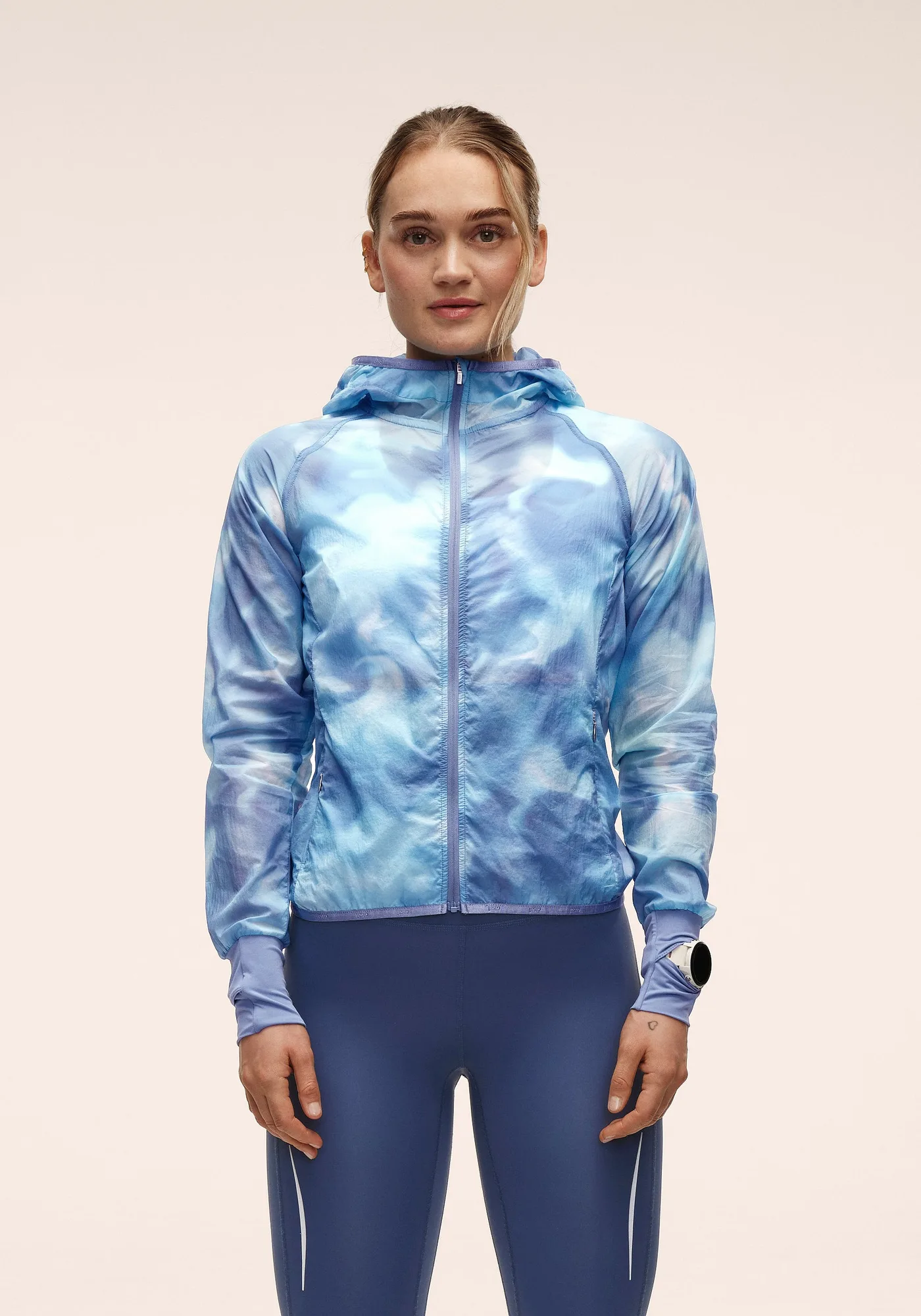 Breeze Printed Running Jacket - Breeze Blue Shadow