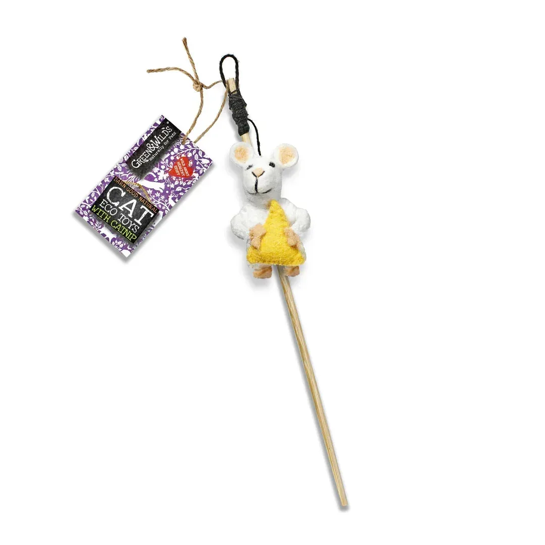 Green & Wild’s Monty Jack Mouse Teaser Eco Cat Toy With Catnip