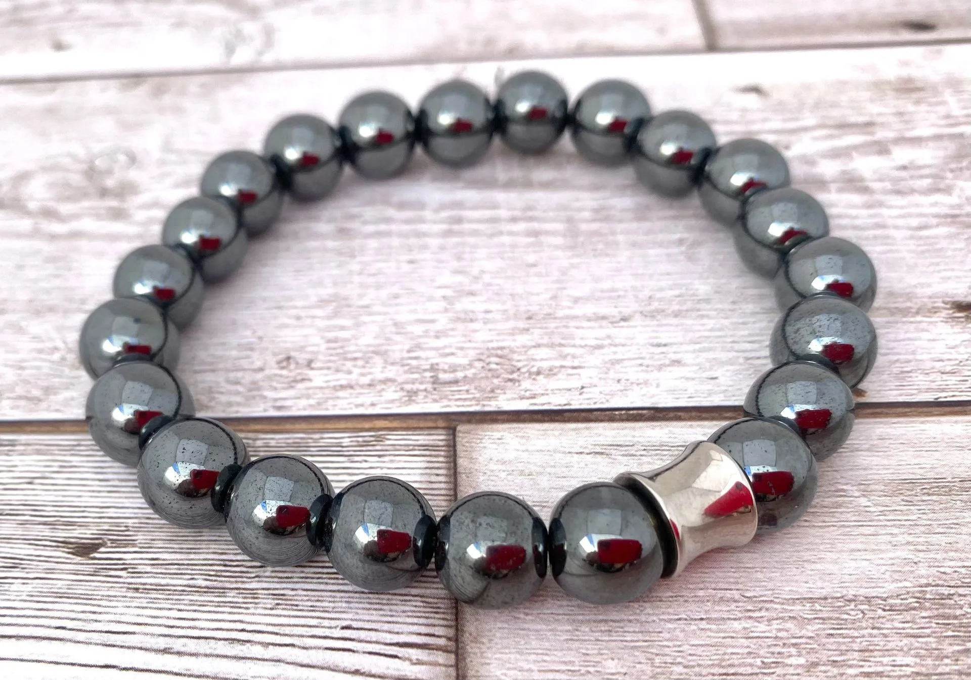 Men's Hematite Bracelet - Men's Beaded Bracelet - Calming Bracelet - Gray Bracelet — Lotus & Lava