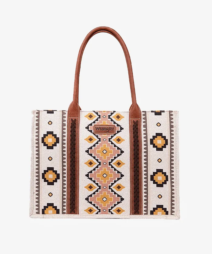 Wrangler Southwestern Aztec Print Canvas Wide Tote
