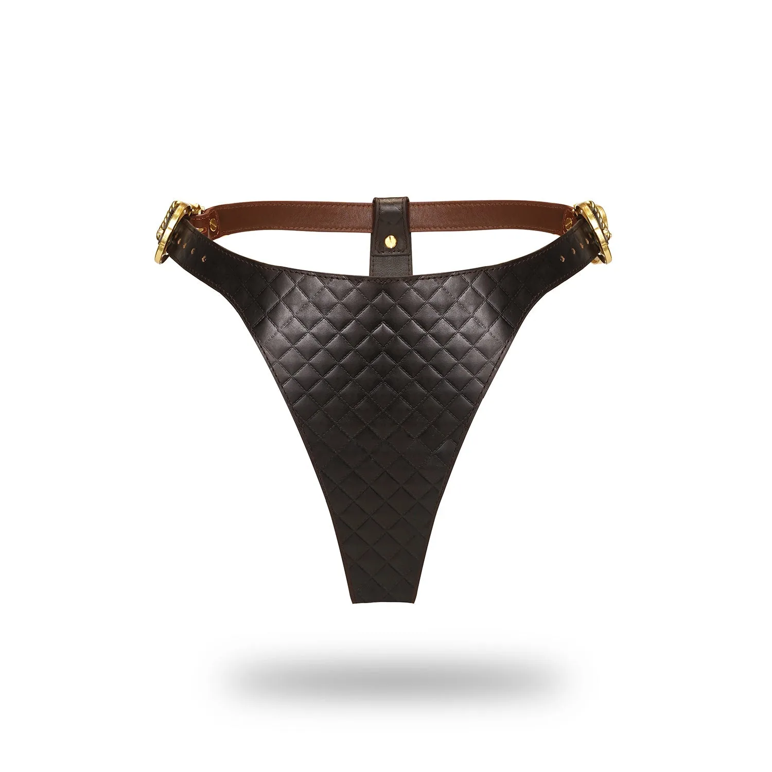 The Equestrian: Leather High Rise Thong with Vintage Gold Hardware