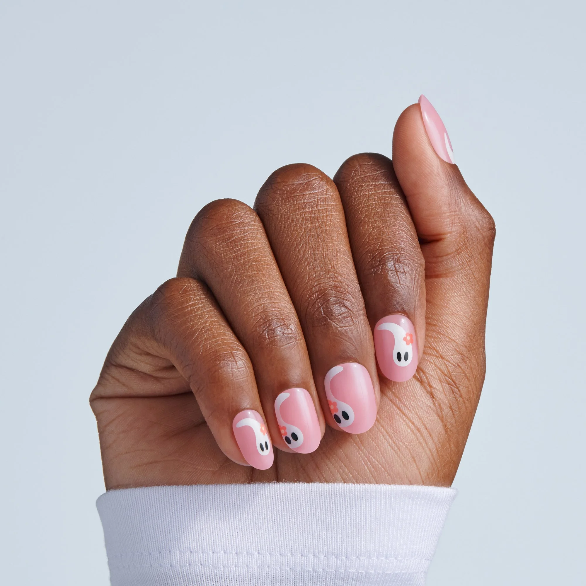 Kiss Haunt Halloween Press On Fake Glue Nails - Cursed But Cute | Design, Pink, Kurz, Rund, Leuchtet im Dunkeln