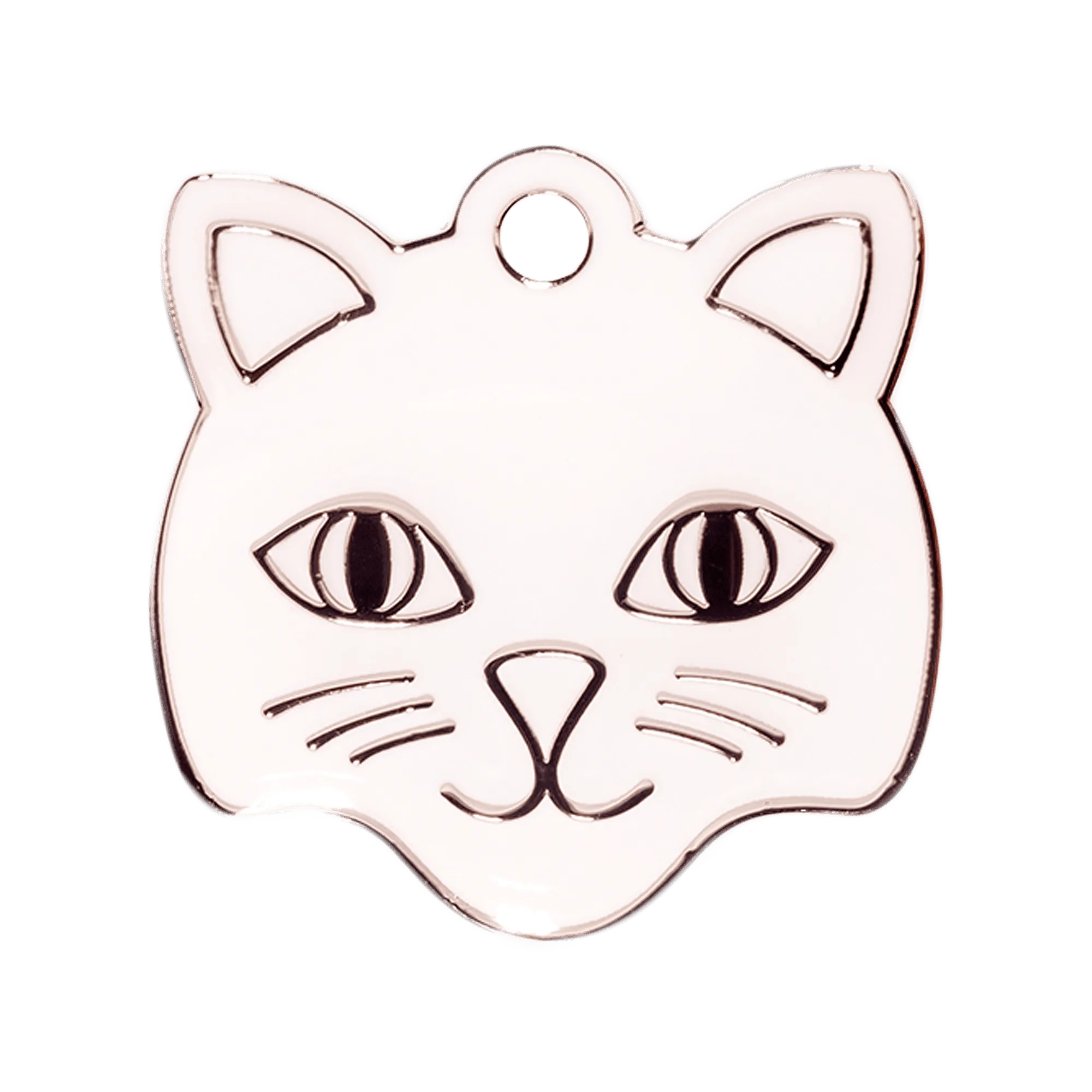 White Cat Face Pet ID Tag
