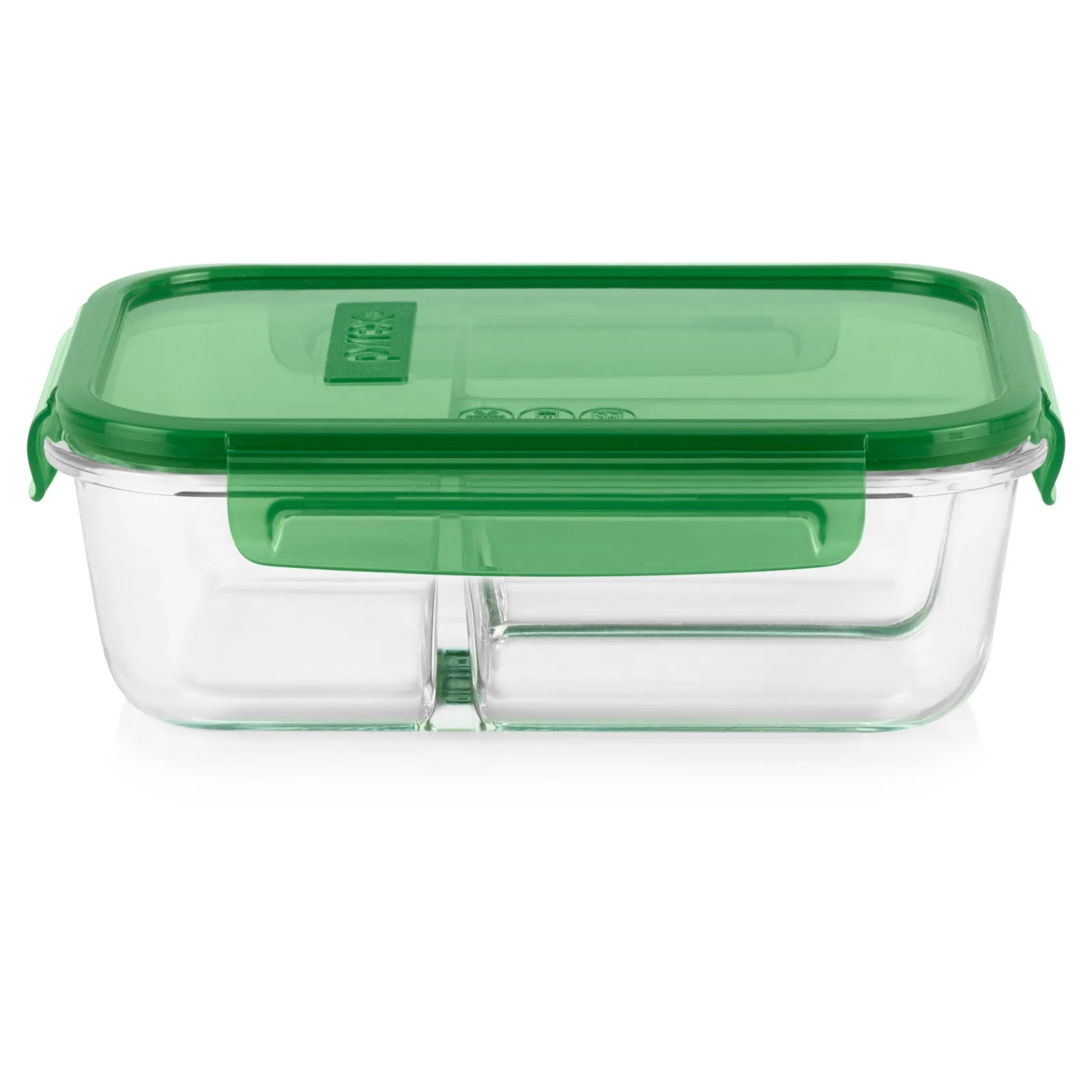Pyrex® MealBox™ 5.5カップ 仕切り付きガラス食品保存容器 グリーン蓋