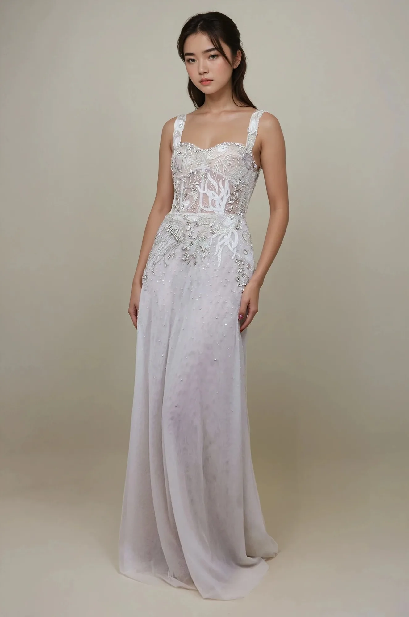 Celestial Seascape Tulle Bustier Gown | Stardust Crystal