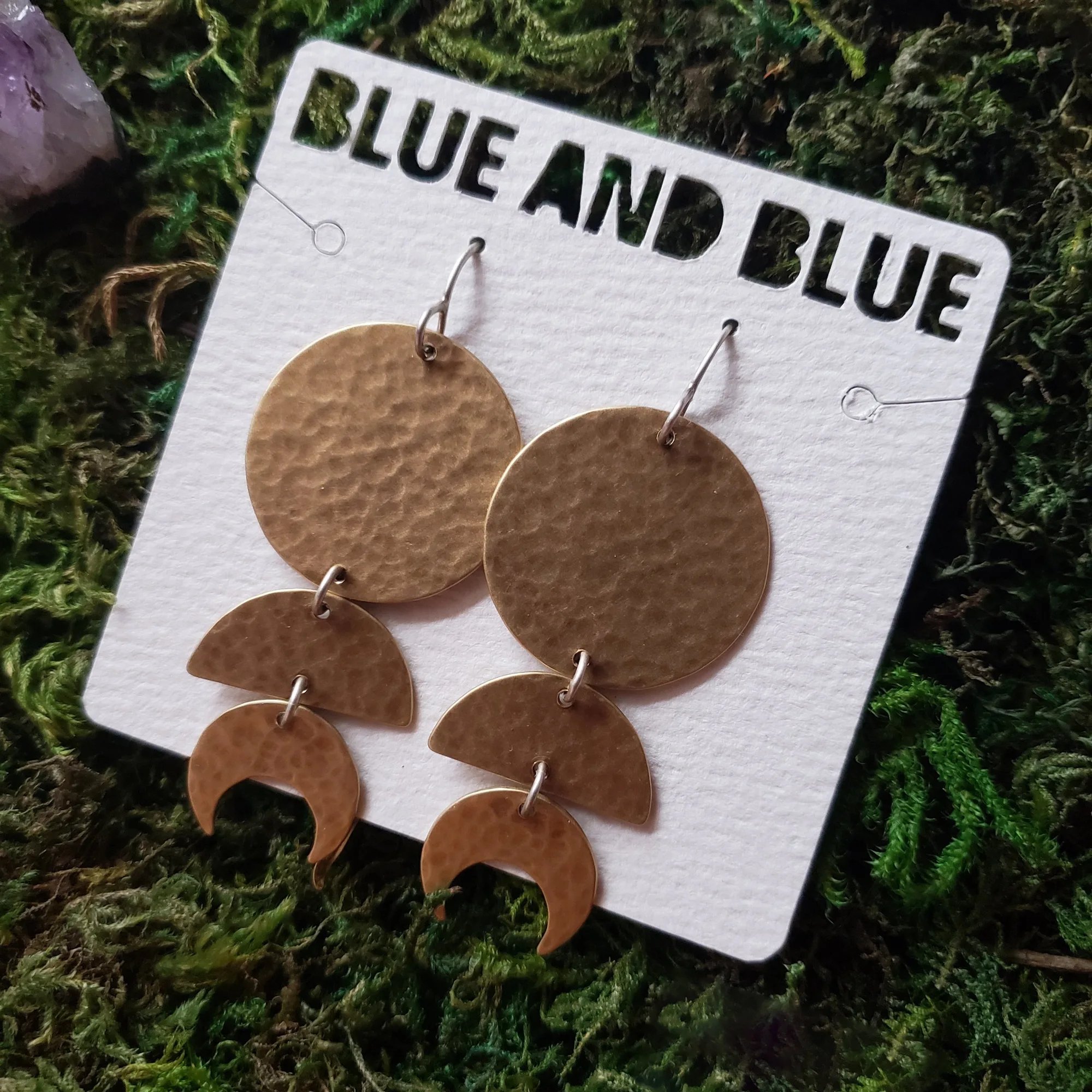 Brass Moon Phase Earrings