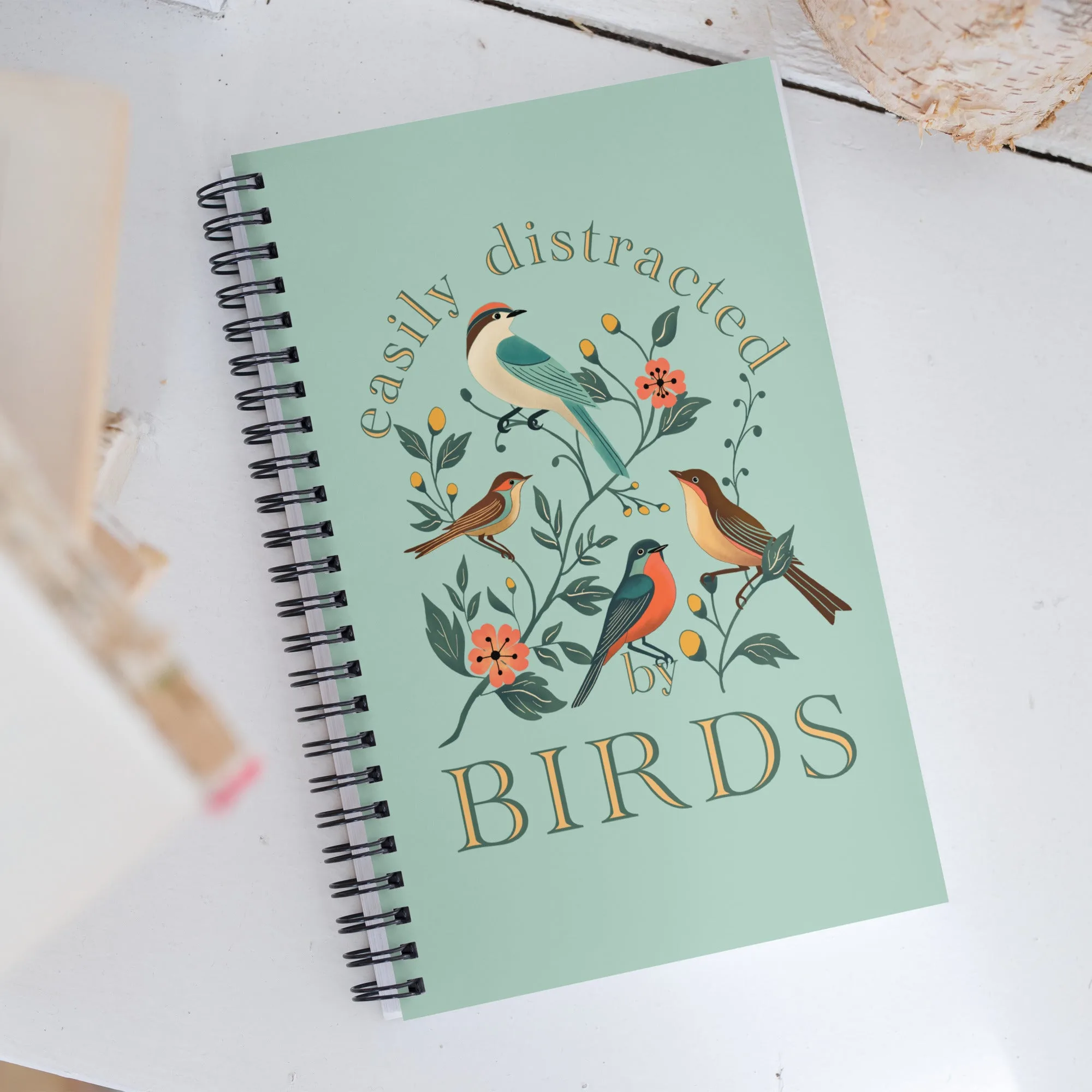 Easily Distracted By Birds Spiral Notebook