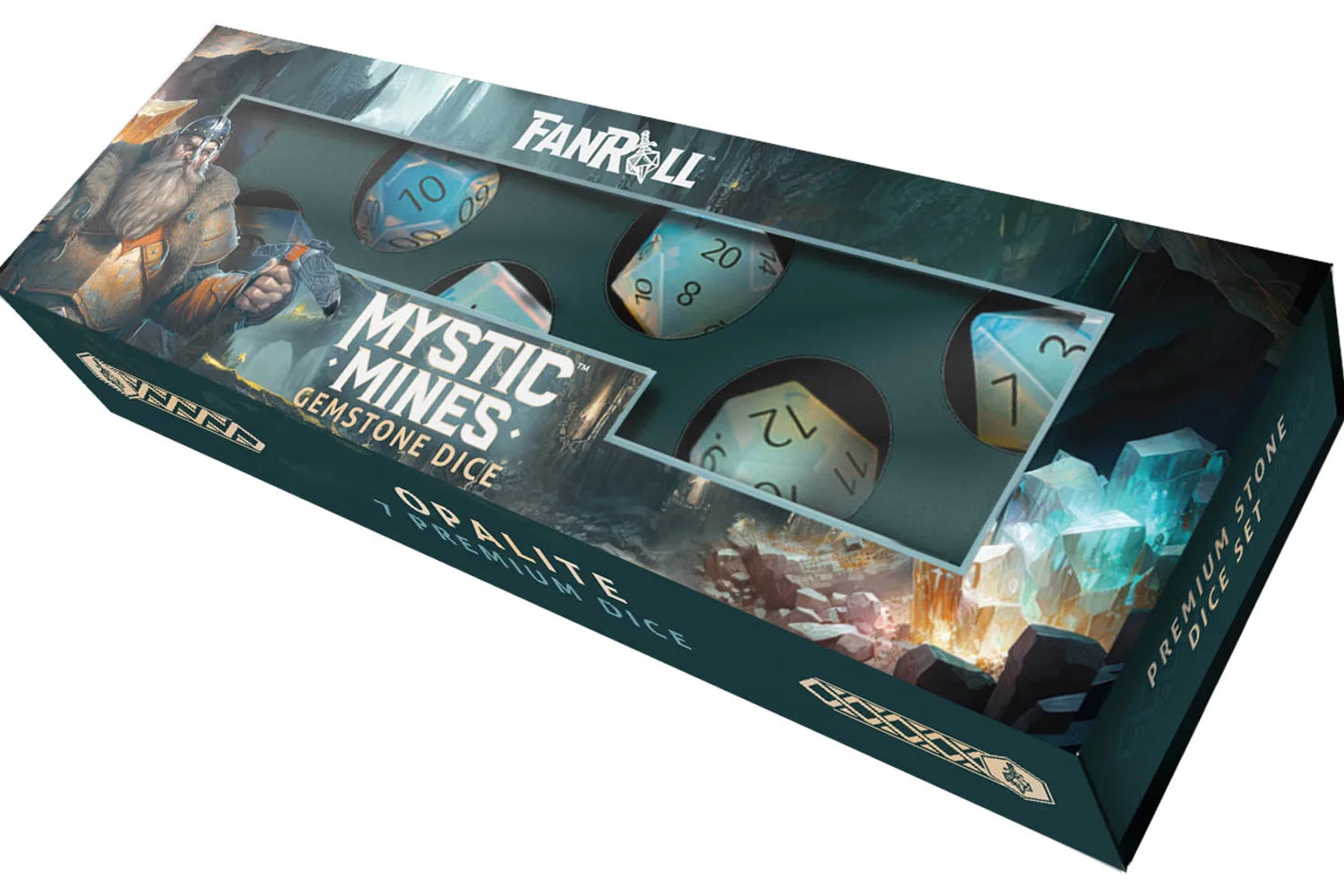 Mystic Mines 16mm Stein-Poly-Würfelset: Opalit