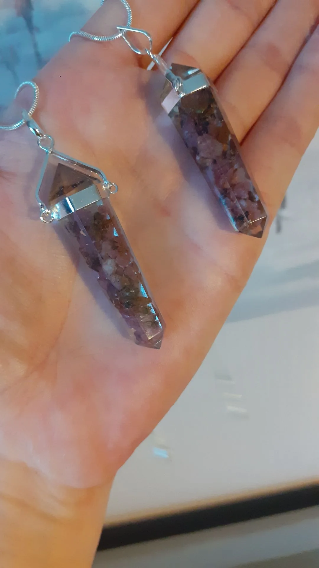 Ruby and Mixed Tourmaline Orgone Double Terminated Point Pendant