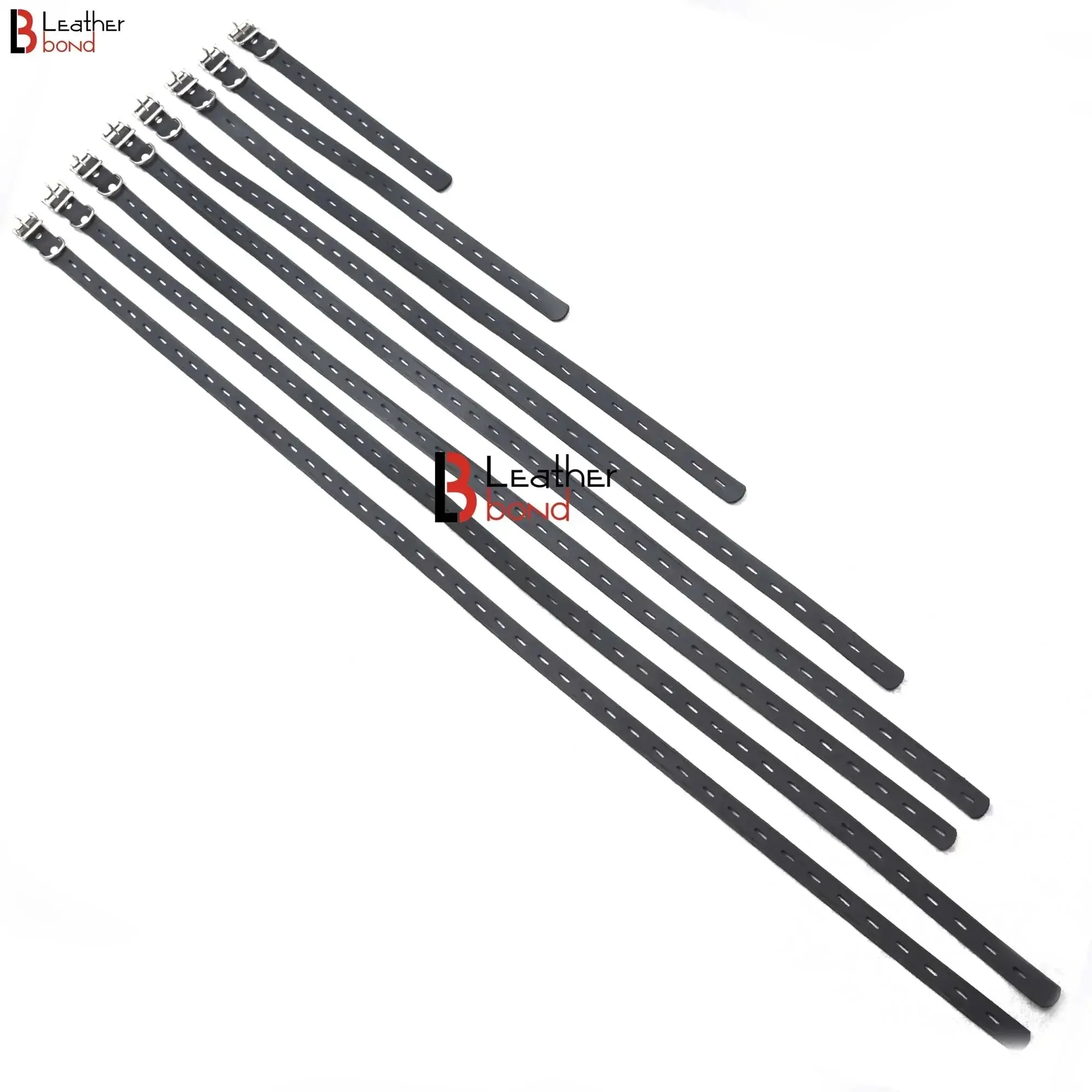 Conjunto de cinturón de bondage negro 8 piezas correas BDSM de cuero hechas a mano