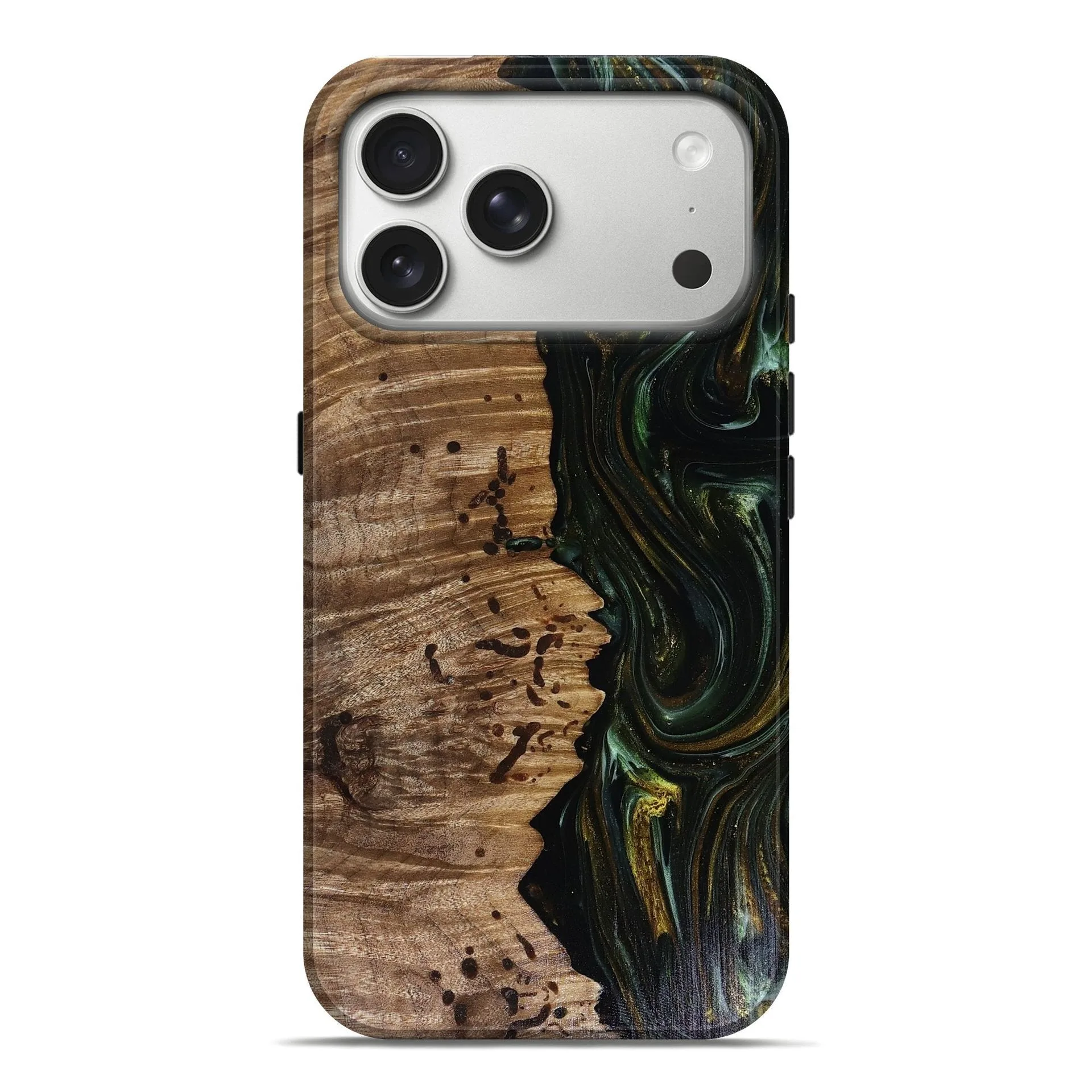 iPhone 17 Pro Max Wood Live Edge Phone Case - Grayson (Green, 817929)
