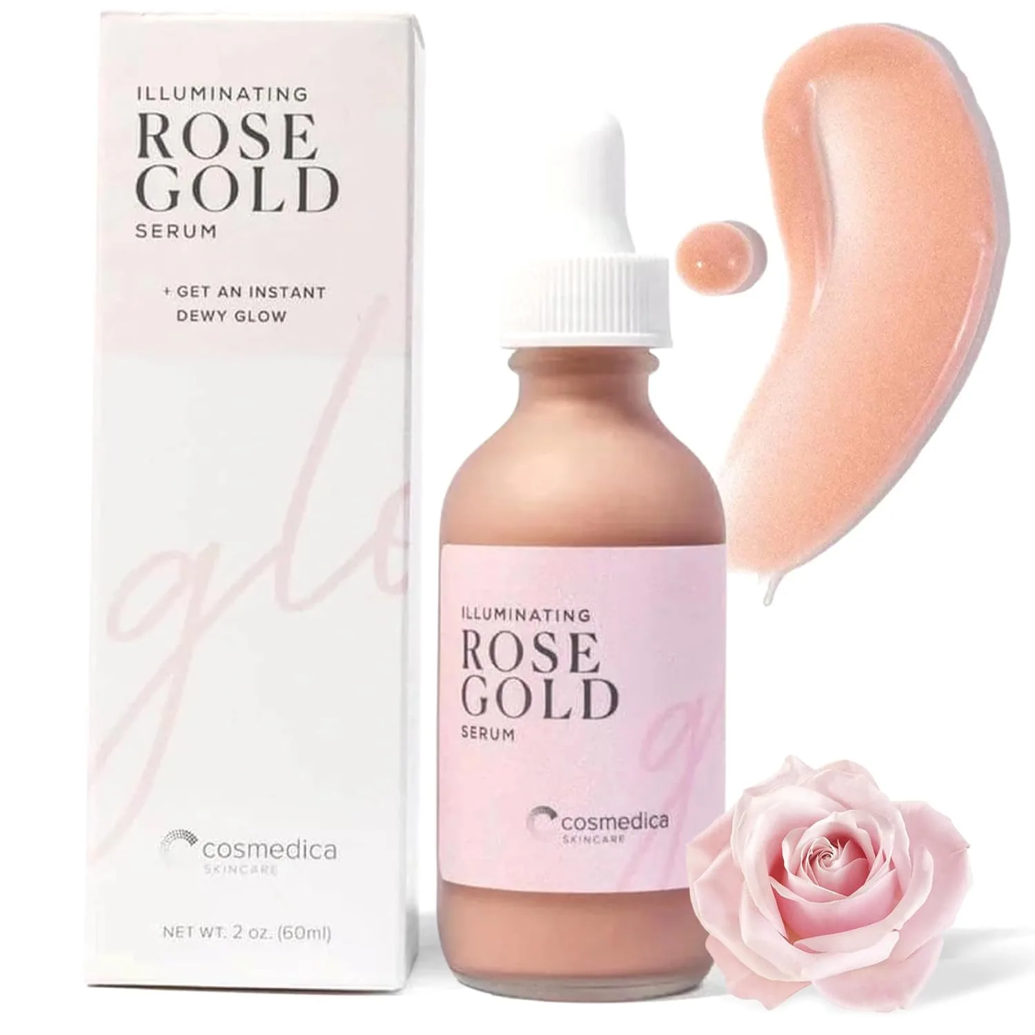 Rozświetlająca serum do twarzy w kolorze różowego złota