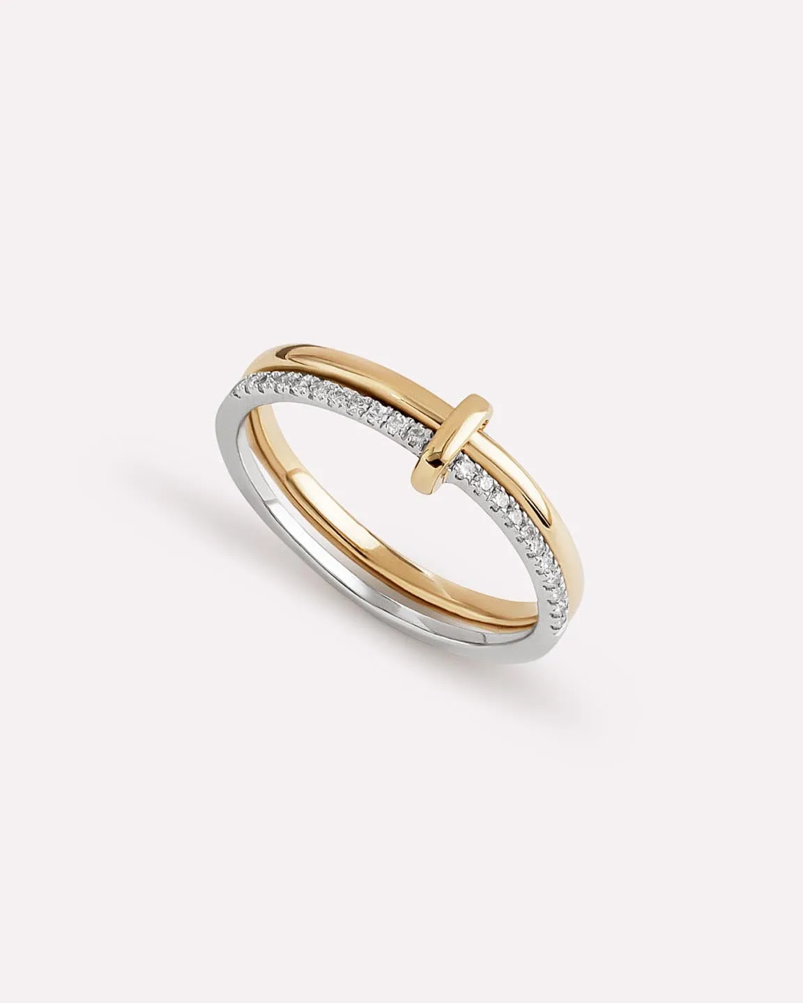 Anello Duo Diamond Link in Oro Giallo Massiccio | Ana Luisa Jewelry