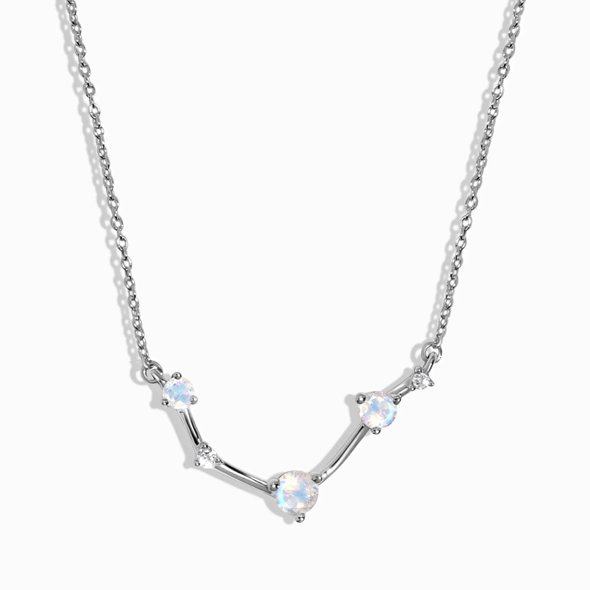 Fijne Maansteen Lab Diamanten Ketting - Ram Sterrenbeeld Constellatie