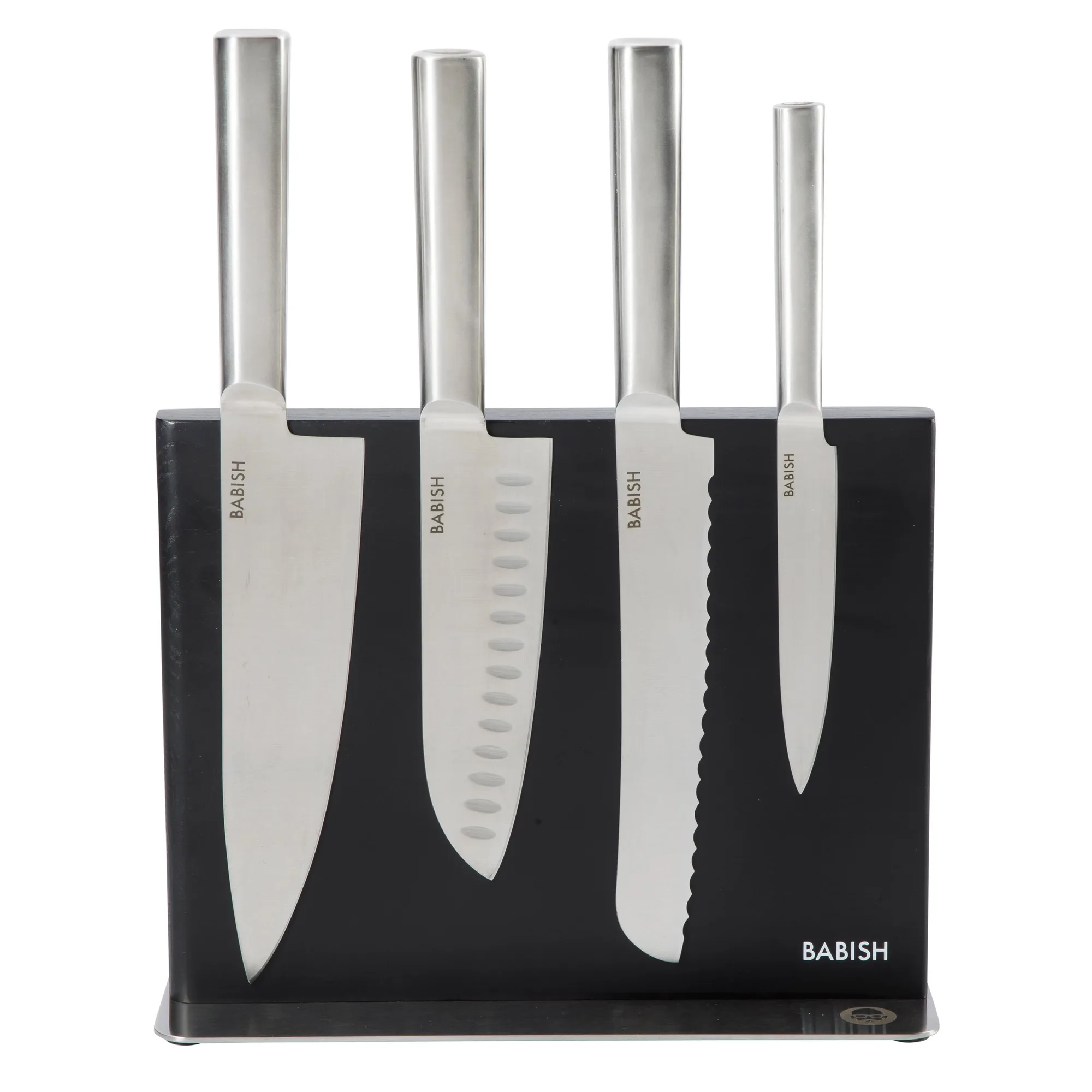 Babish 5 Piece 1.4116 German Steel Magnetic Knife Block Set Babish 5-Piece Forged Kitchen Knife Block Set – 1.4116 German Steel Cutlery with Magnetic Knife Holder – Professional Chef Knife Set