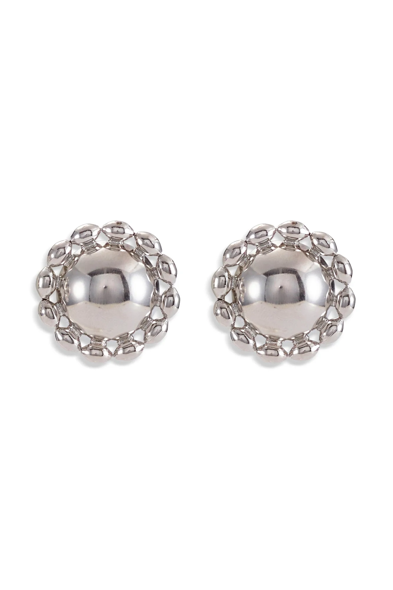 Lucia Ball Chain Dome Stud Button Earrings