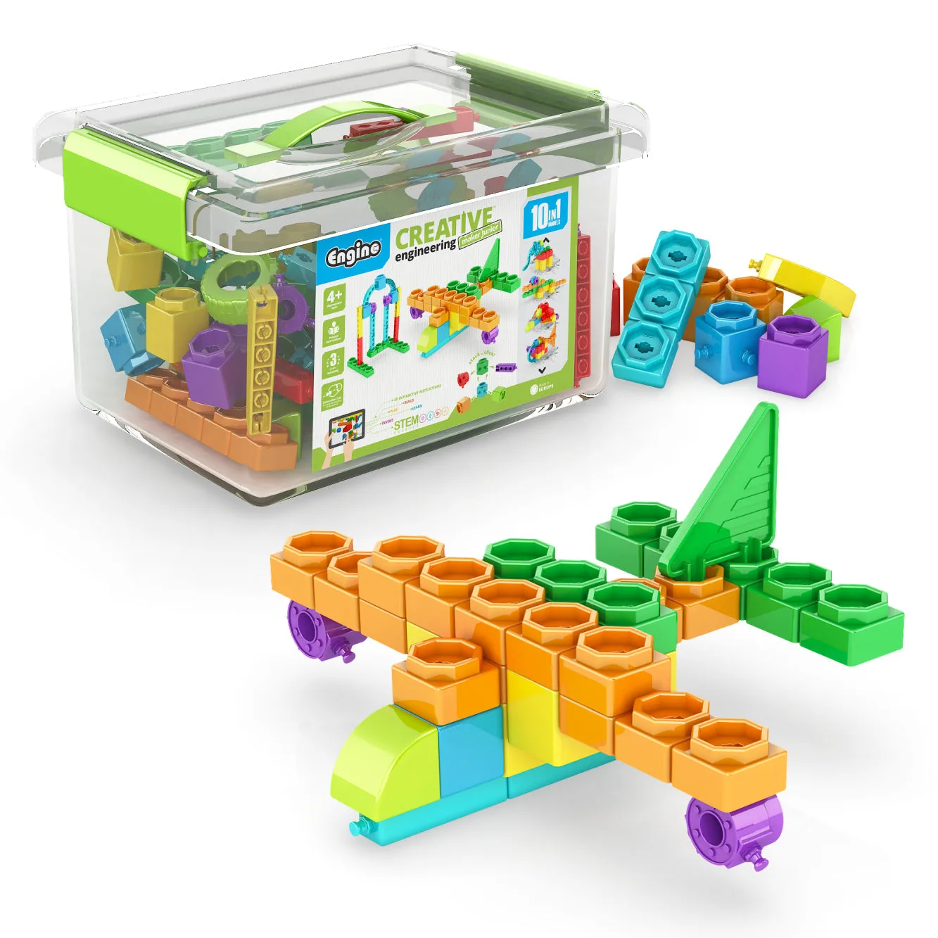 Creative Engineering 10 in 1 – MAKER JUNIOR: MINT-Bauspielzeug für Kinder ab 4 Jahren (10 Modelle)