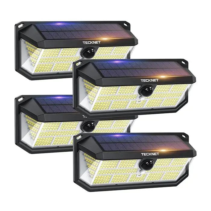 Luces solares exteriores TECKNET 495 LED con sensor de movimiento, impermeables para pared