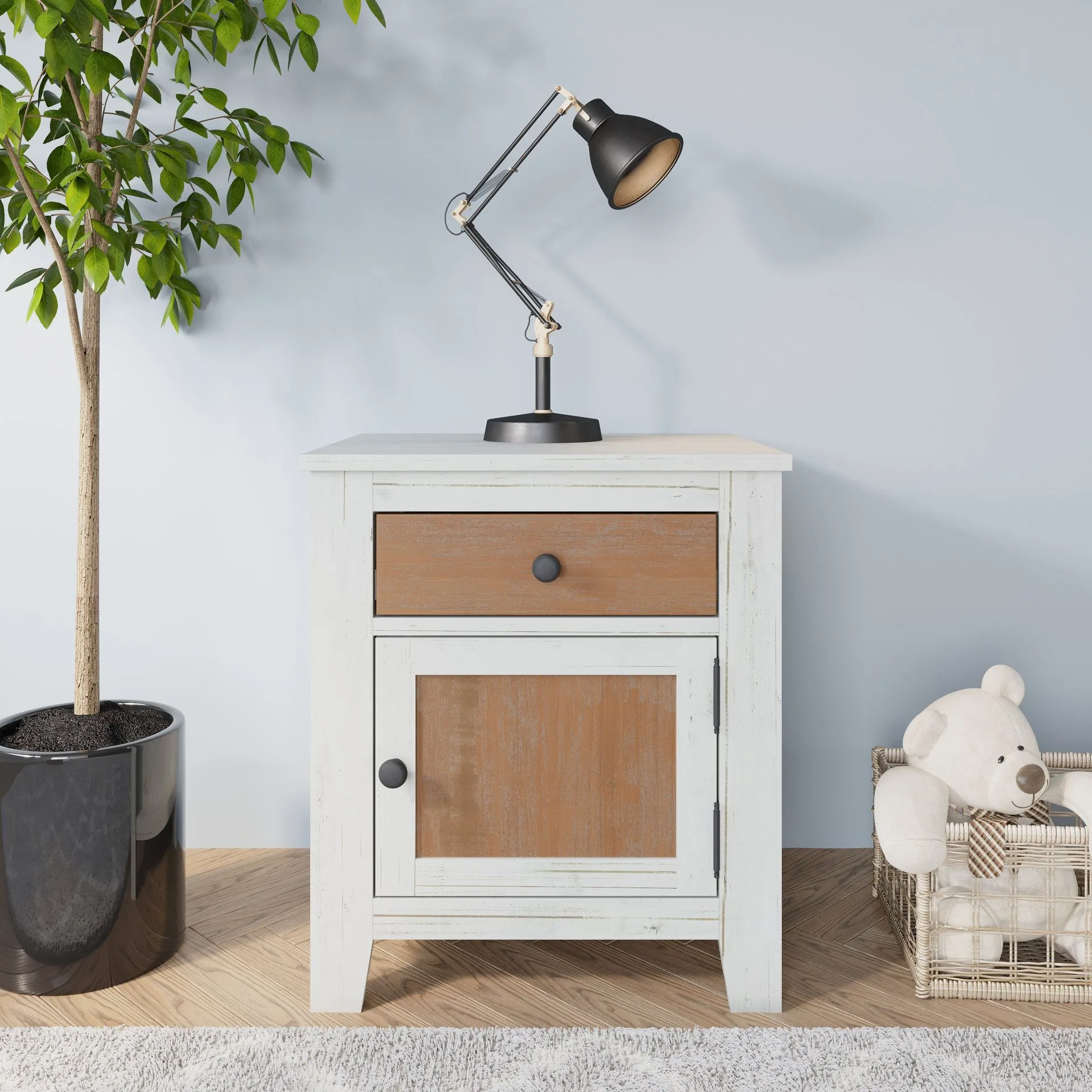 Ocean Grove Nightstand, White/Brown