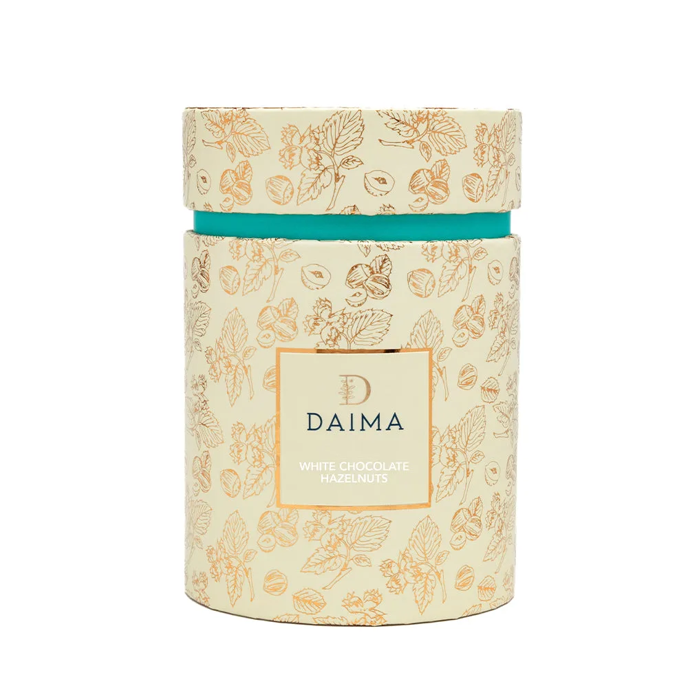 Pre Packed Dragee Cylinder Box Hazelnut White 270gm