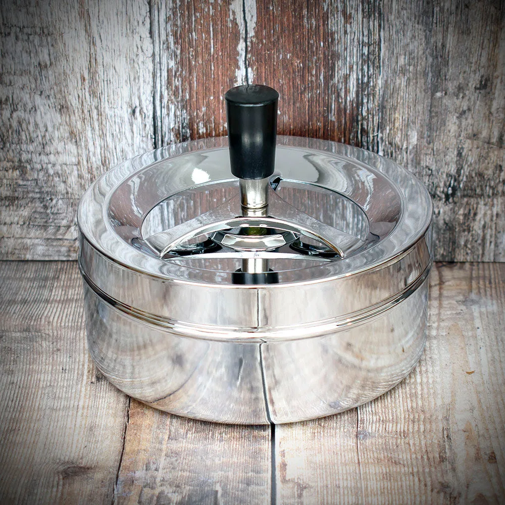 Large Spinner Ashtray - Polished Chrome - 14cm