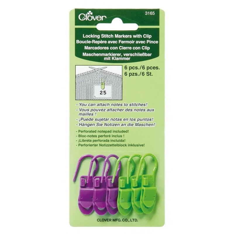 Clover Locking Stitch Markers with Clip