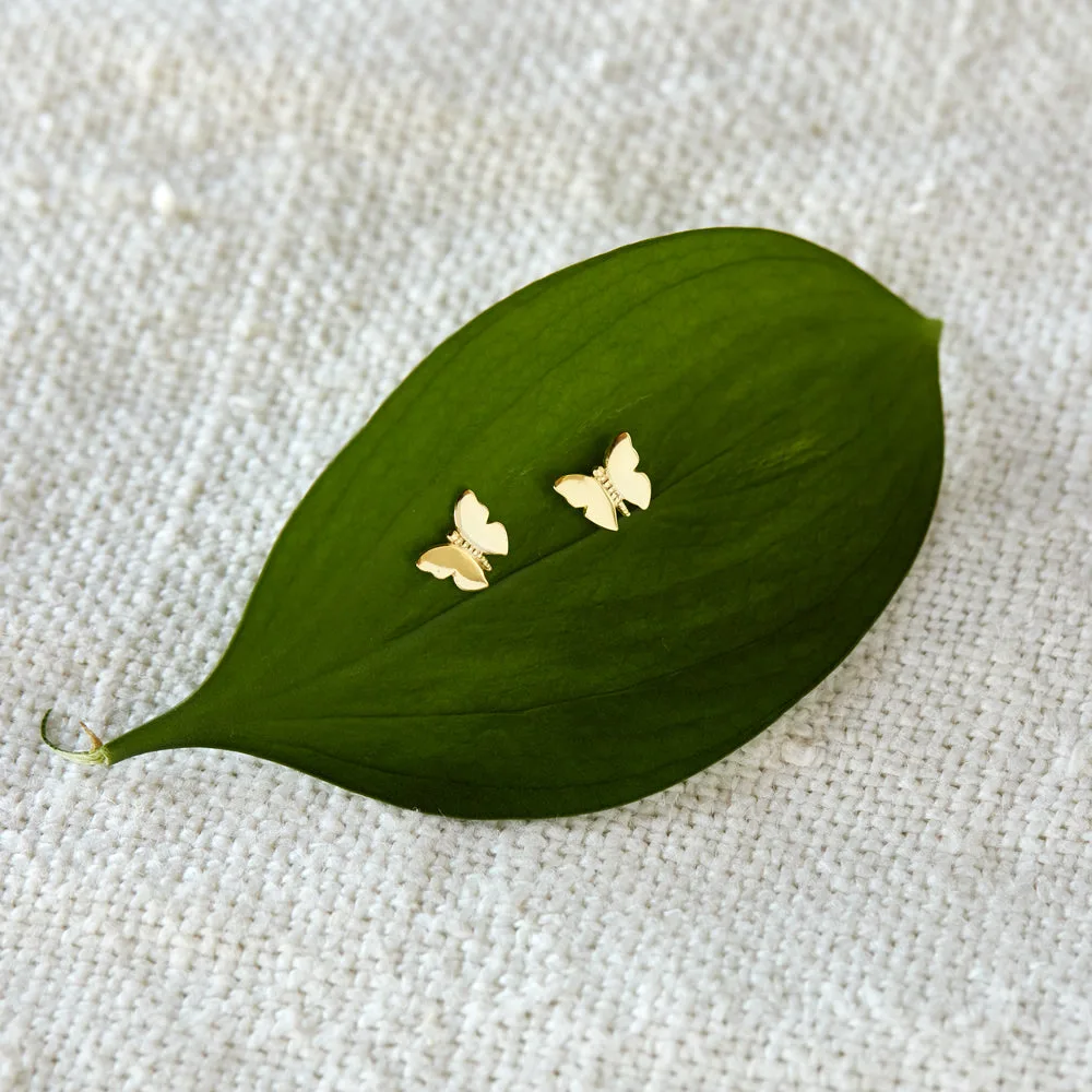 BUTTERLY STUD EARRINGS- GOLD