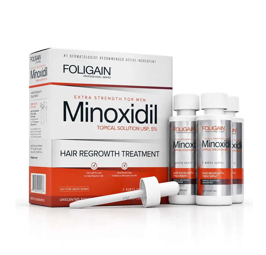 FOLIGAIN® Minoxidil 5% pro růst vlasů pro muže, zásoba na 3 měsíce