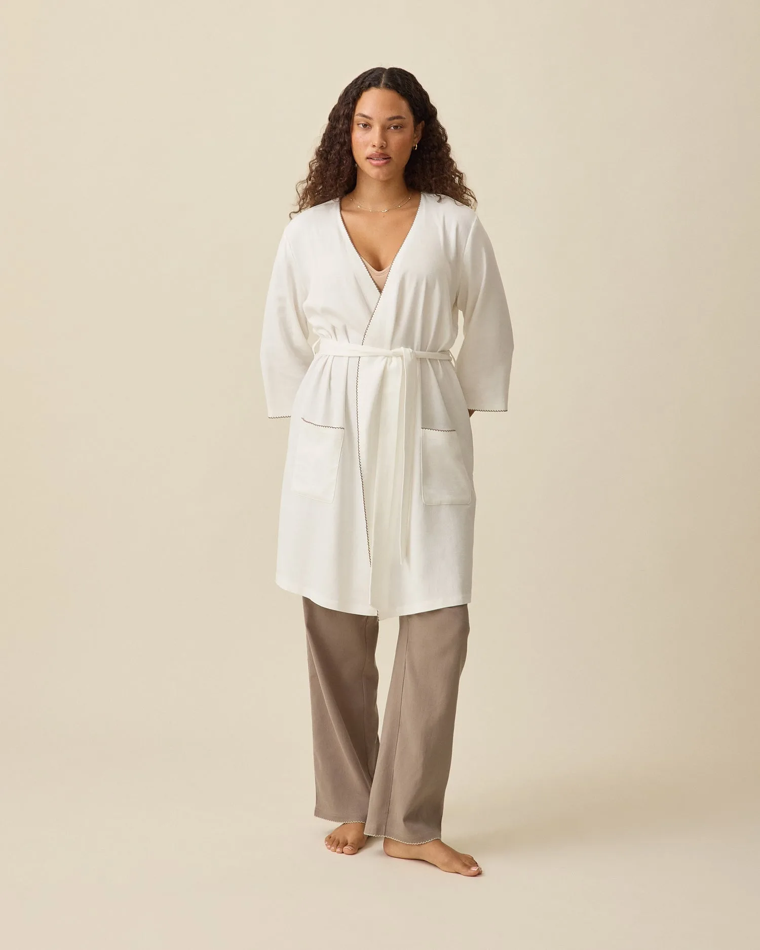 Cotton Bamboo Robe | Ivory