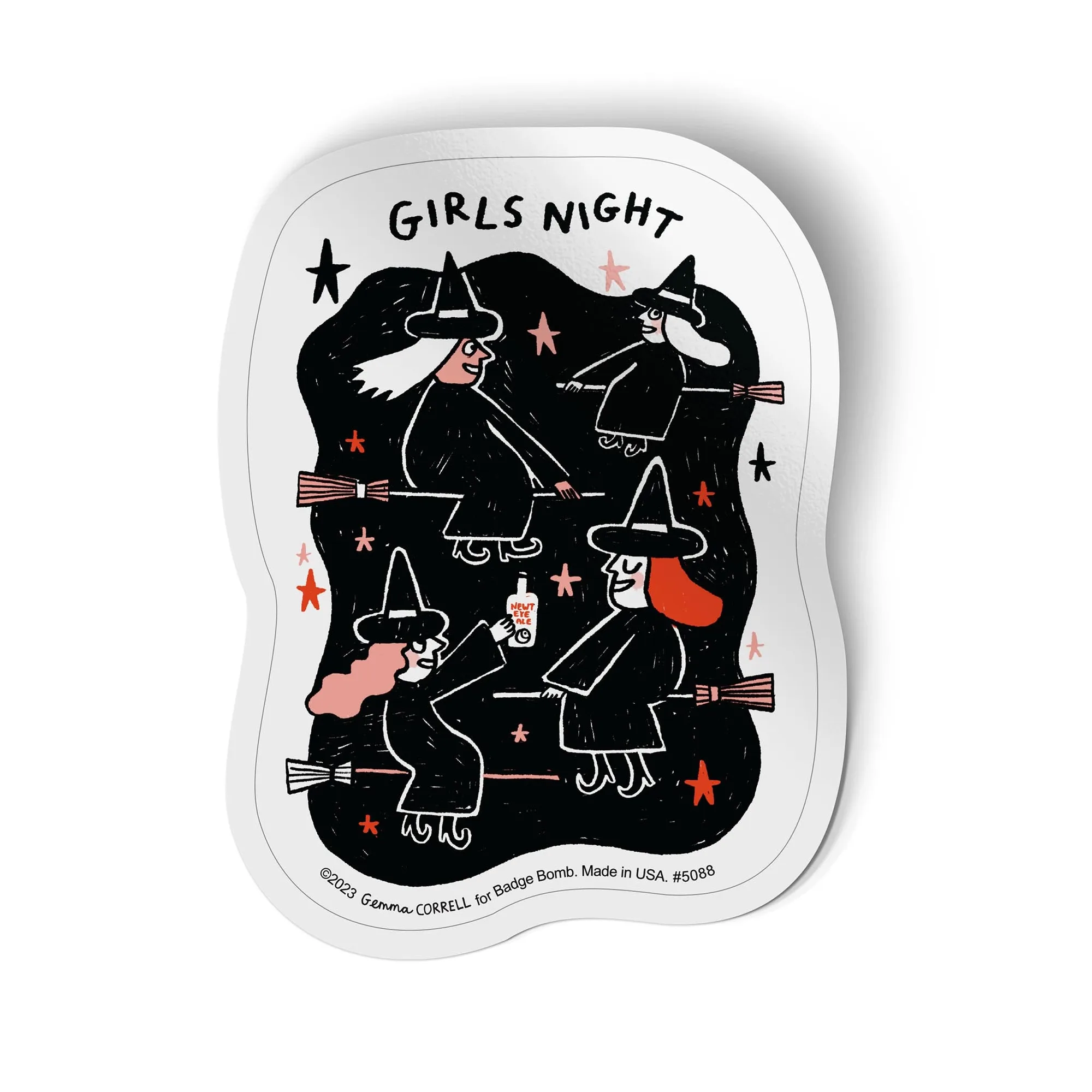 Autocollant fête de sorcières entre filles par Gemma Correll