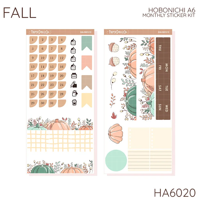 Fall | Hobonichi A6 Monthly Stickers | HA6M020