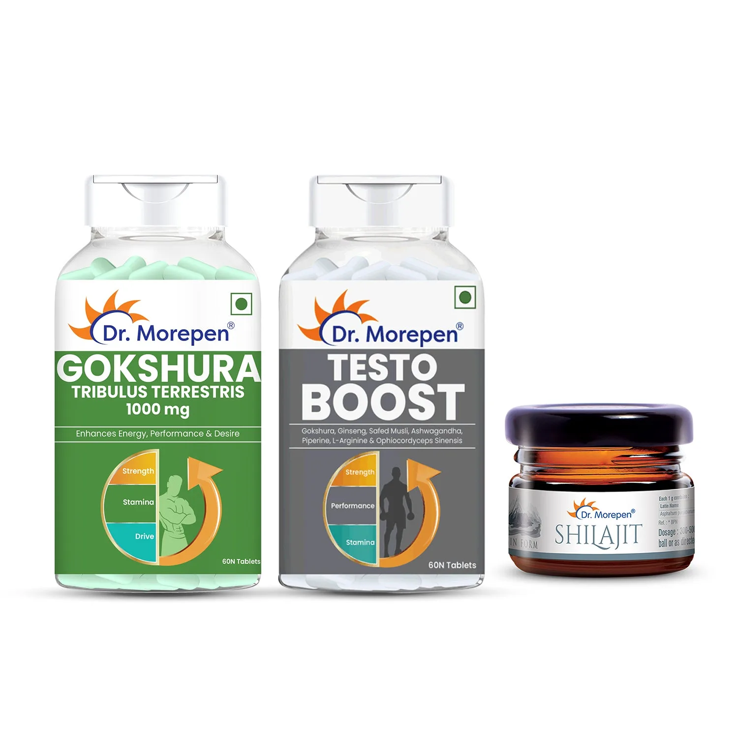 Combo de rendimiento: Gokshura, Testo Boost, Resina de Shilajit