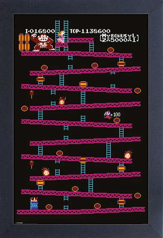 Donkey Kong "Level 1" Framed Gel Coated Poster