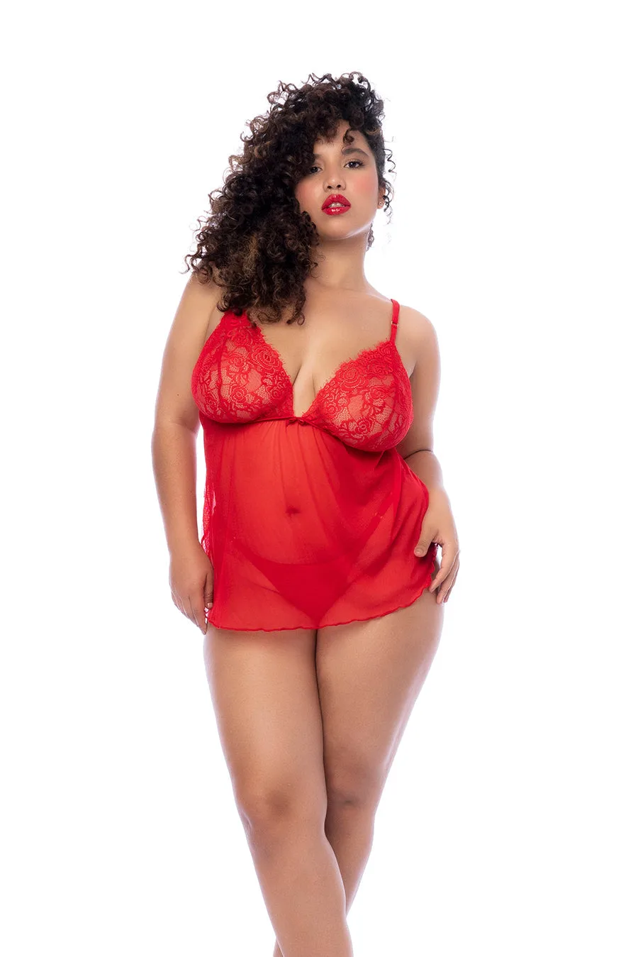 Babydoll in eyelash lace Plus