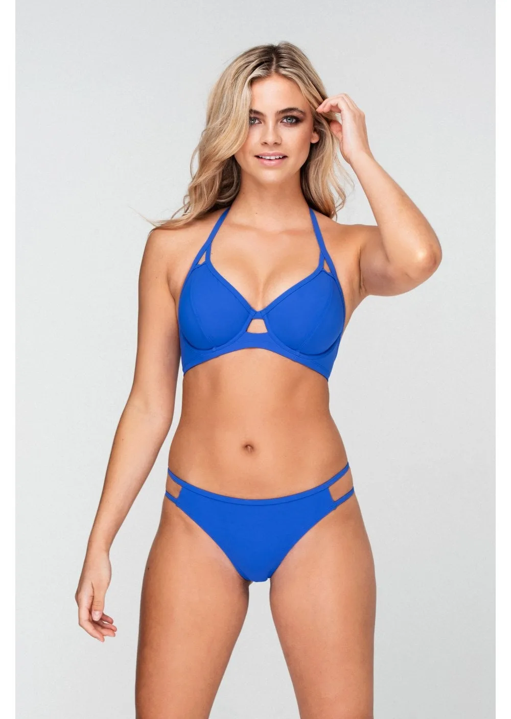 Bikinitop met beugel en halter voor vollere boezem, Icon Kobalt, cupmaten D-GG