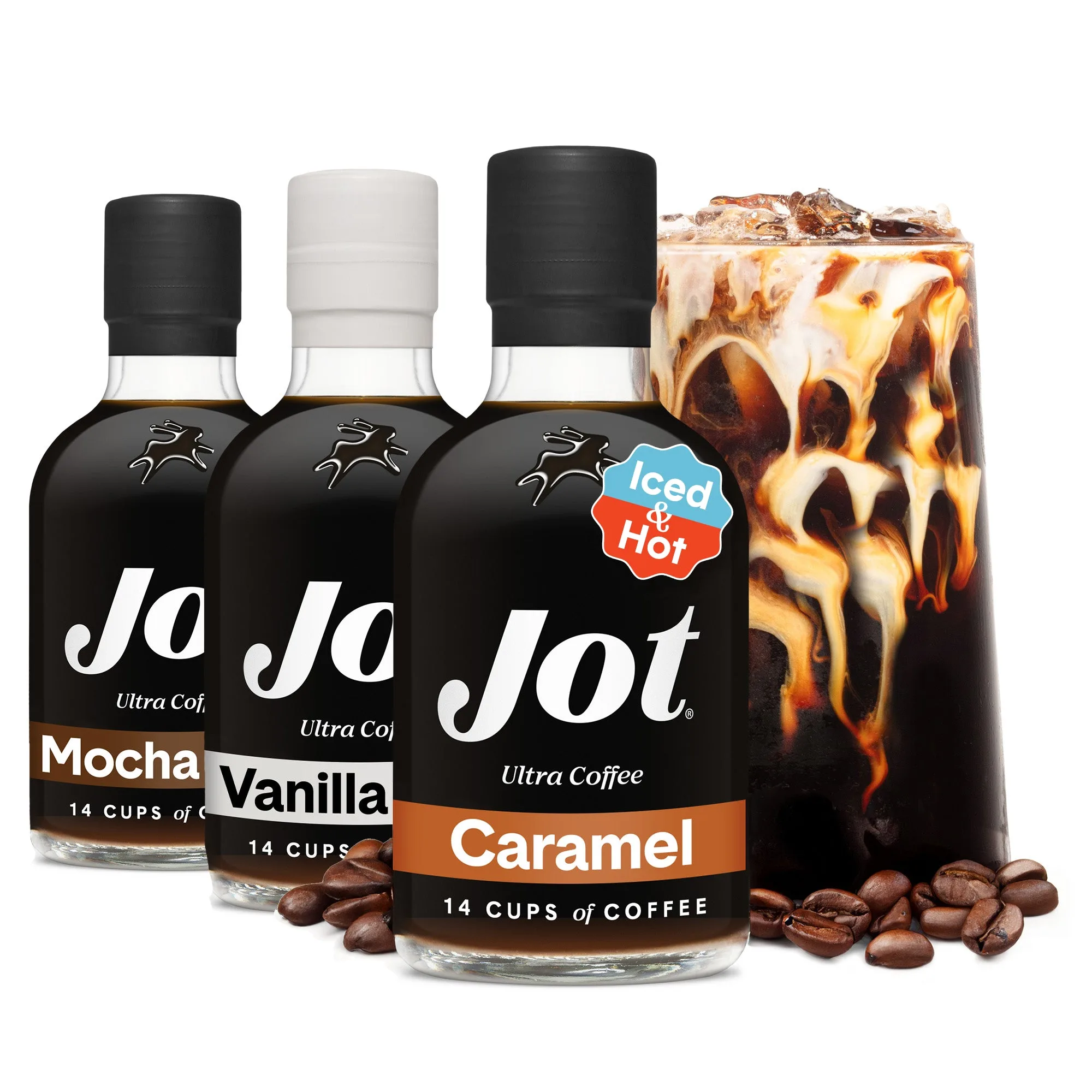 IJskoffie maken met karamel, mocha en vanille-trio