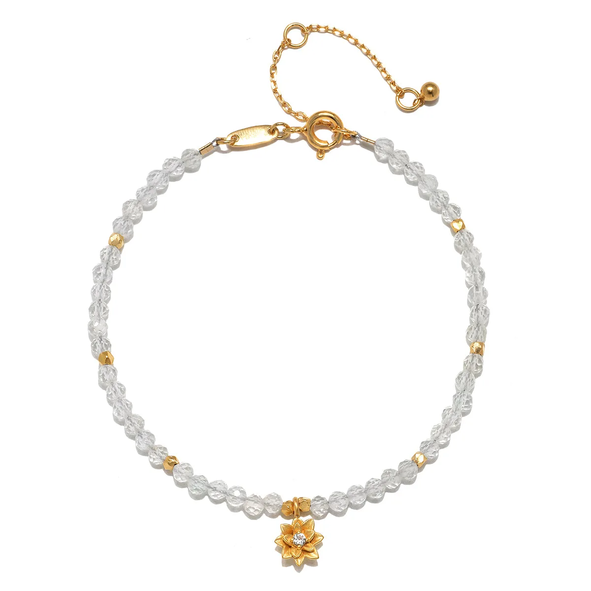 Witte Topaas Lotus April Geboortesteen Armband