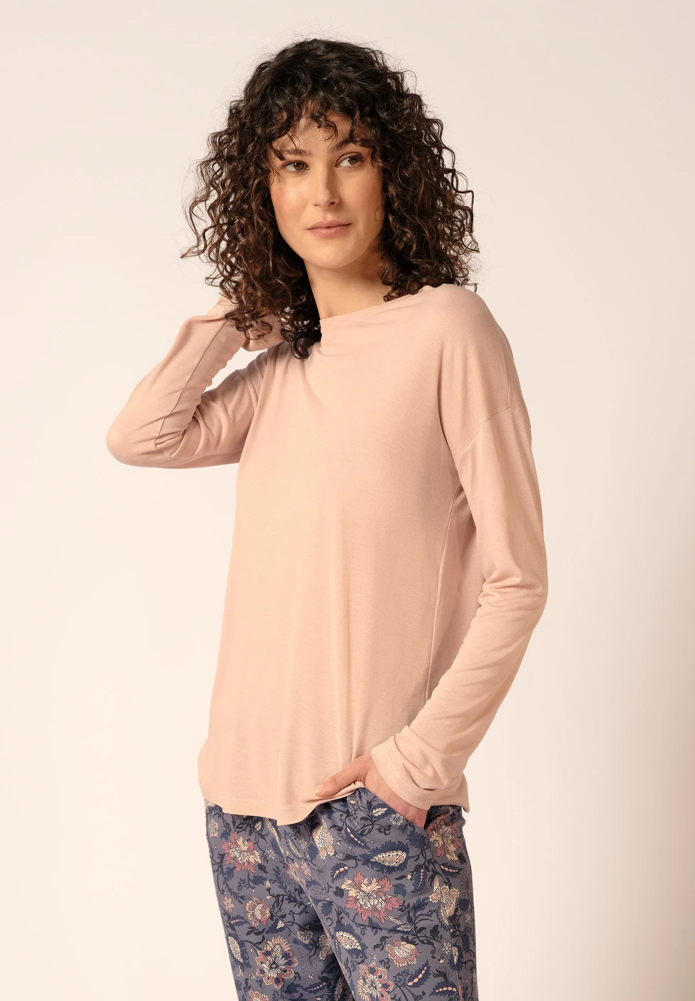 Night Basic Selection Chemise à manches longues | rose poussiéreux 019005-01H098