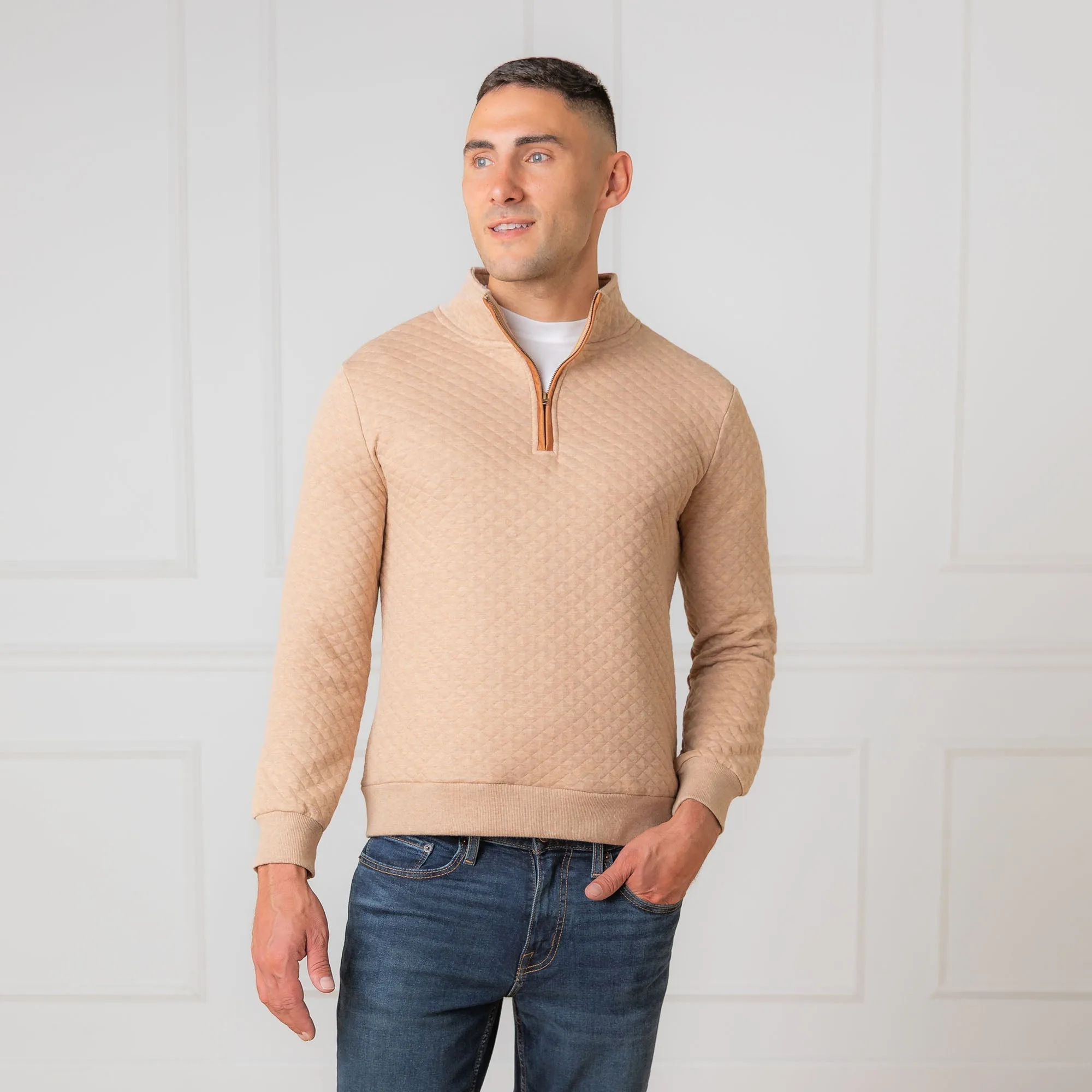 Quilted Half Zip Pullover