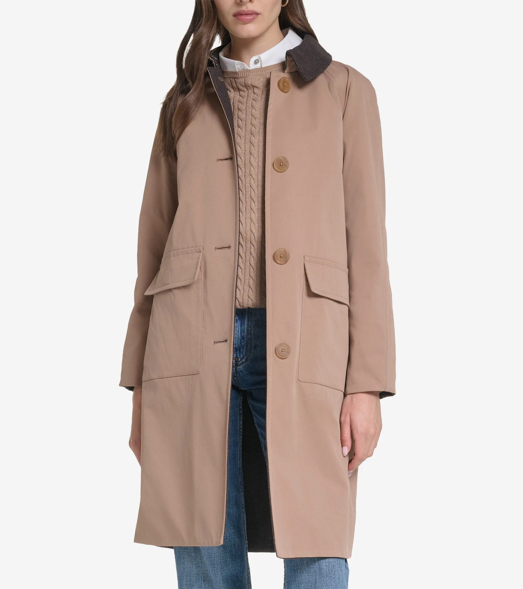 Gabardina de lluvia reversible para mujer