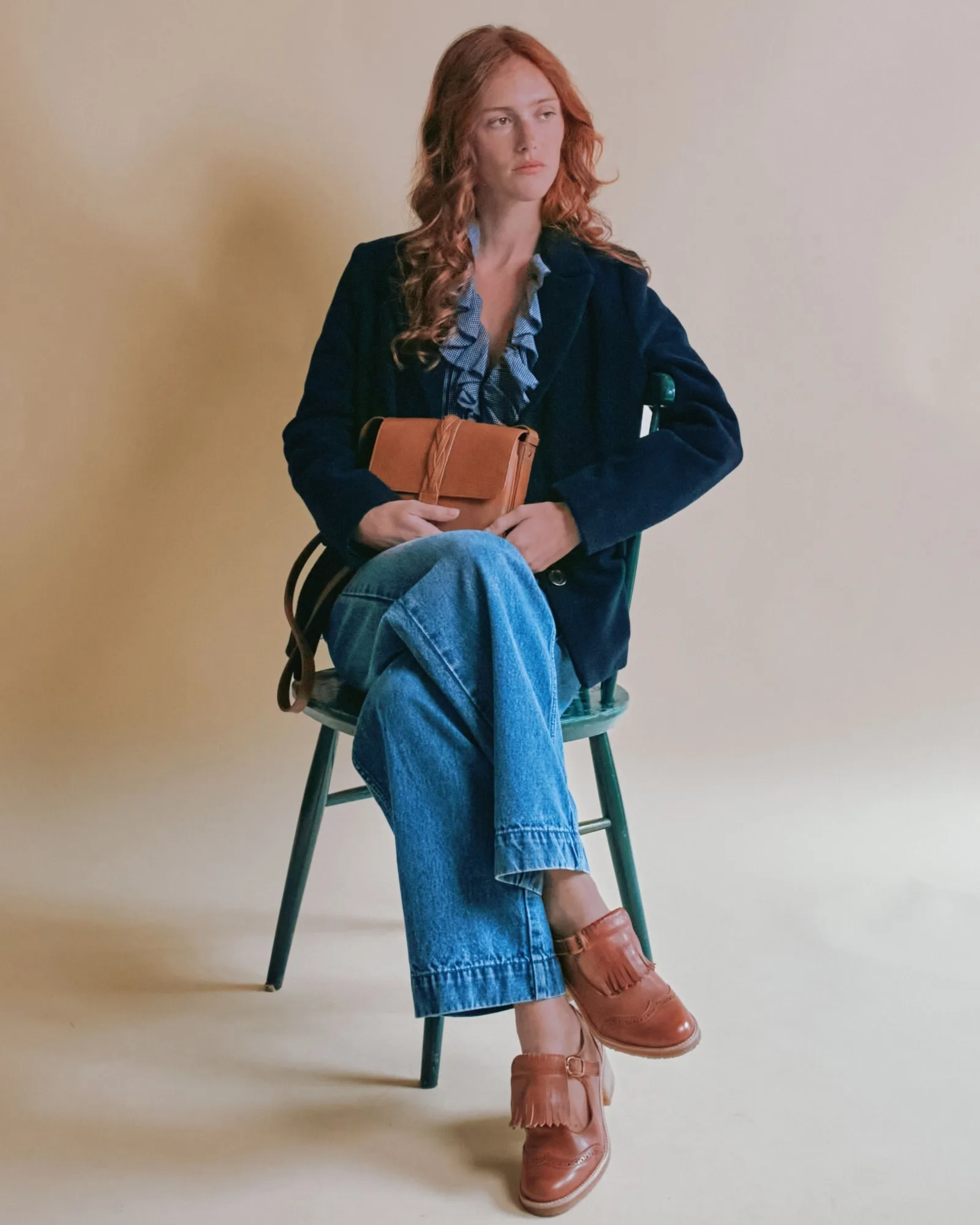 Blouse - Carreaux khadi marine