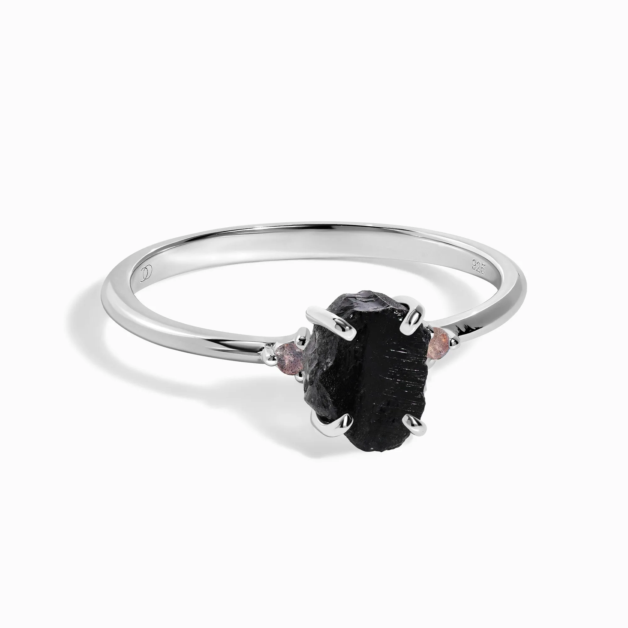 Zwarte Obsidiaan Labradoriet Ring - Petite Allure