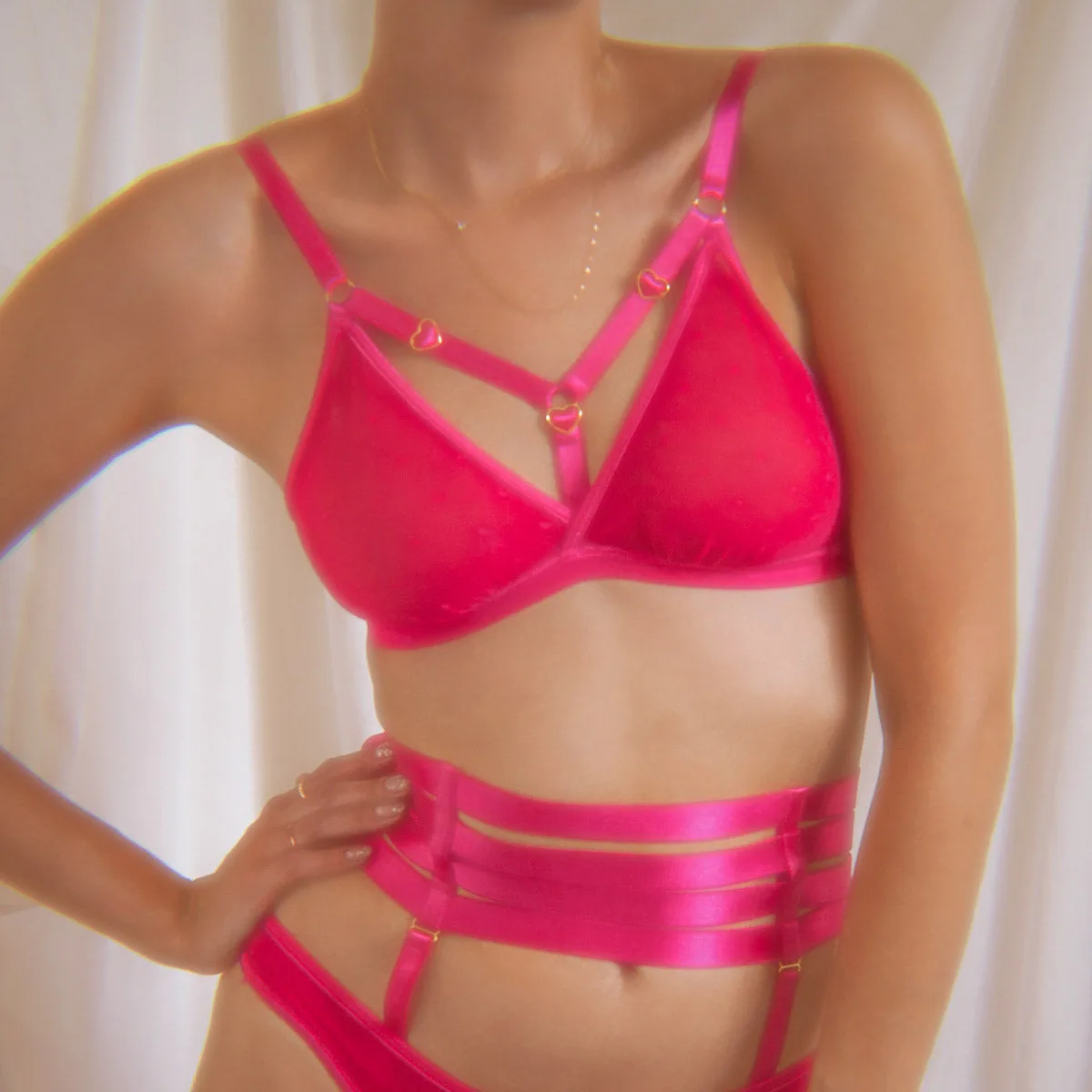 How to Style a Strappy Bralette in Hot Pink