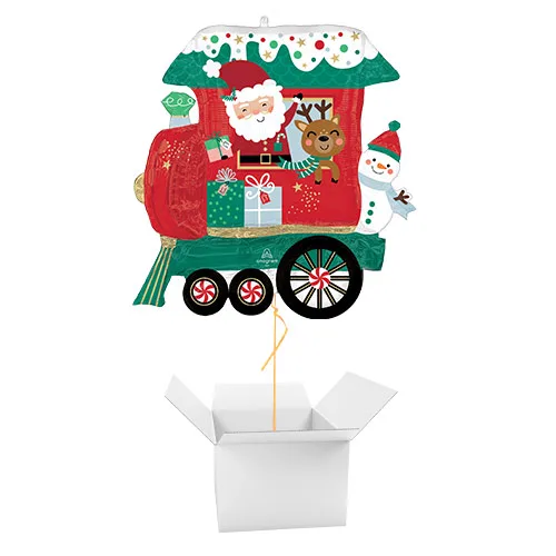 Globo de helio de aluminio gigante North Pole Express Train Christmas – Globo inflado en caja