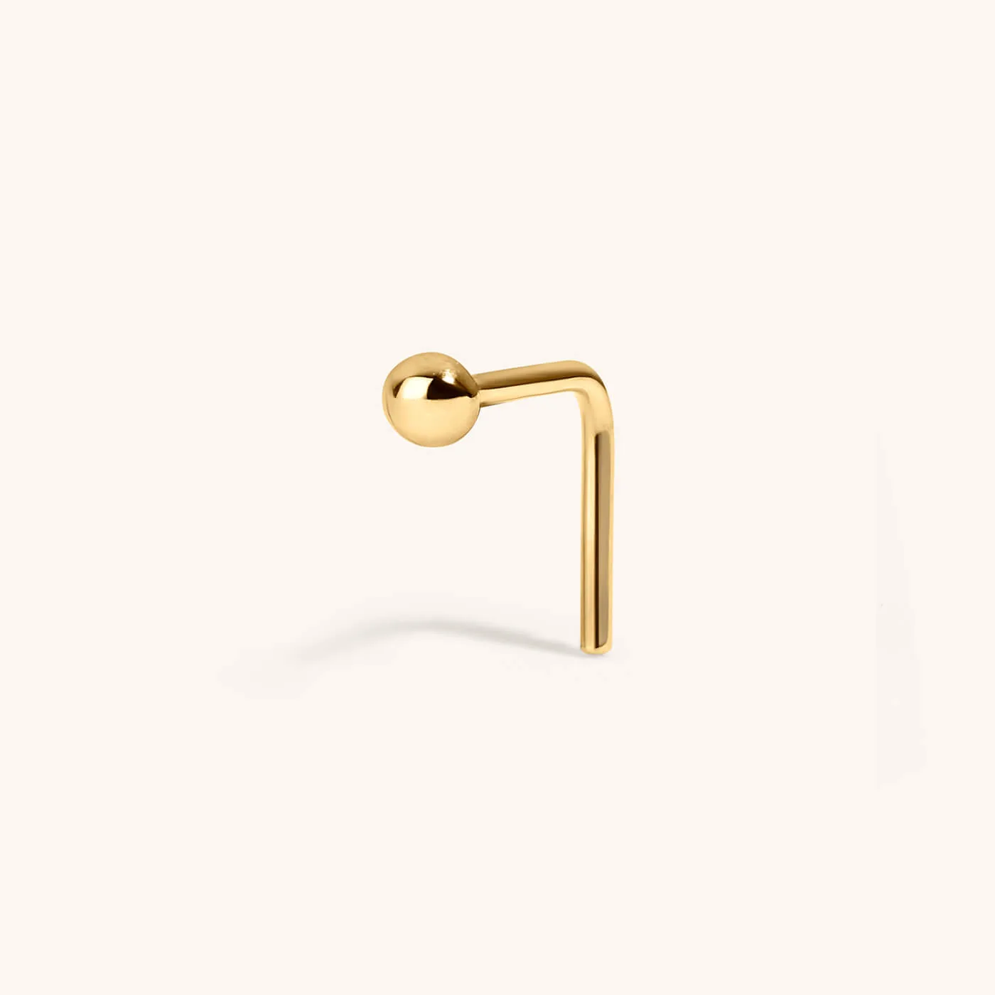 Tiny Secret Stud L-Shape Nose Ring in 14k Gold