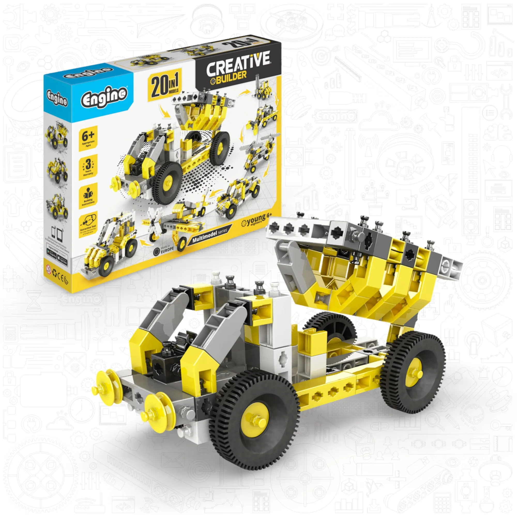 Engino Creative Builder: Set 20 Modelli, Giocattoli STEM 6+ (20 Modelli)