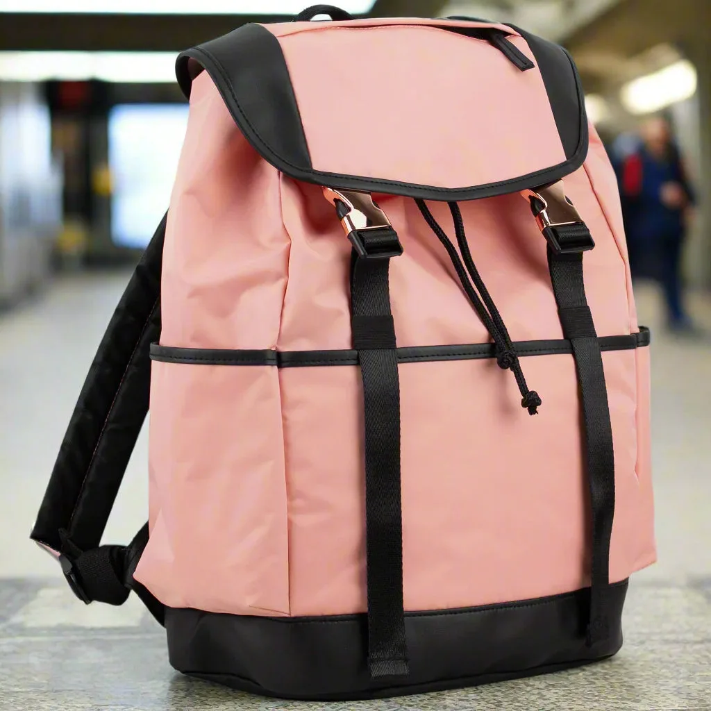 Drawstring Backpack With Double Rose Gold Buckles